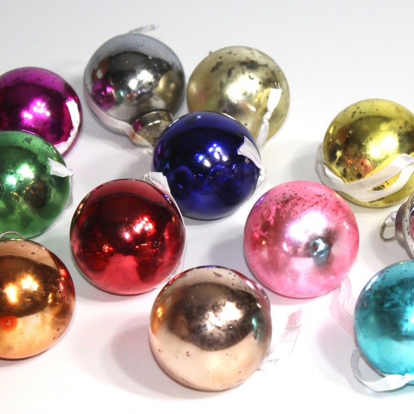 2'' Multi color mercury glass ornaments. set of 12