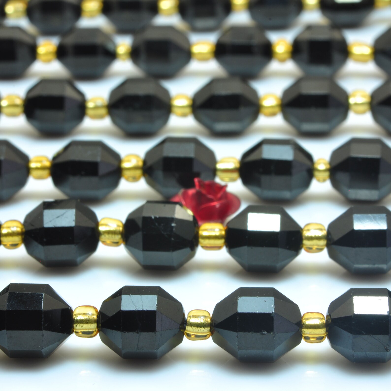 Black Tourmaline Faceted Cylinder Beads Size 7x8mm/37 Pieces Etsy