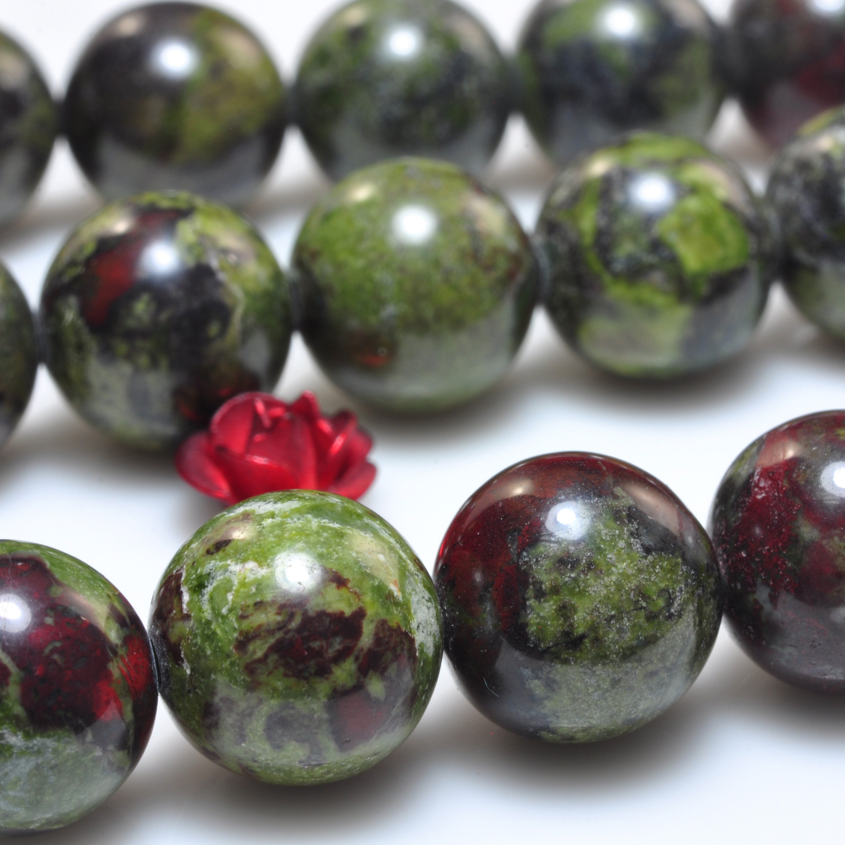 Green Dragon-blood stone smooth beads Size 8mm 10mm 47/37 | Etsy