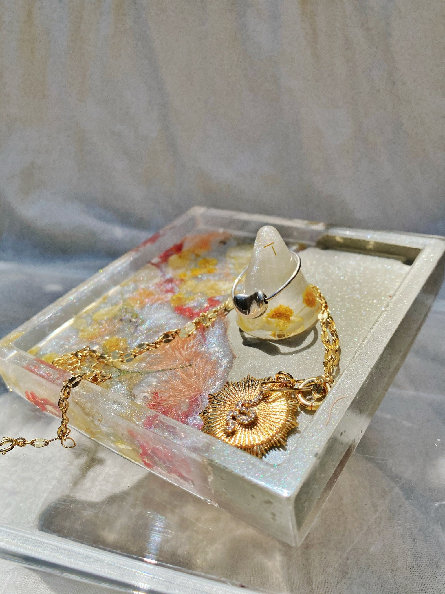 Cement Resin Dried Flower Ring Holder & Jewelry Dish Etsy UK