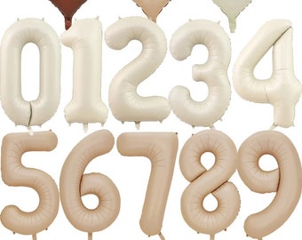 1pc 32/40inch Cream/Caramel Color 1-9 Digital Balloon Birthday Party Decoration