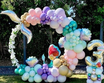 138Pcs/Set Disney Ariel Balloon Theme Party Decoration Mermaid Macaroon Balloons Girl Birthday Baby Shower Wedding Party Decor