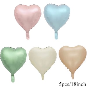 5pcs 18inch Heart Shape Balloons Mix Color Vintage Pink Beige Foil Balloons for Adult Kids Birthday Wedding DIY Party Decorations