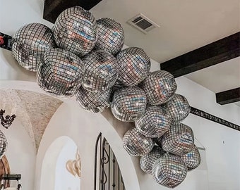 5pcs 22inch 4D Disco Balloons Laser For Wedding Happy Birthday Popular Party Decor Rock and Roll Looks Round Cube Shaped
