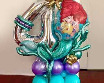 29pcs Disney Princess Mermaid Ariel Foil Balloons 32inch Number Balloons For Girl's Birthday Baby shower Party Decoration
