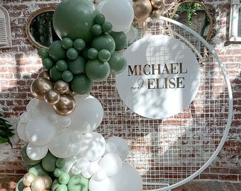 137pcs Sage Green White Chrome Gold Balloon Garland Arch Latex Balloons Wedding Baby Shower Birthday