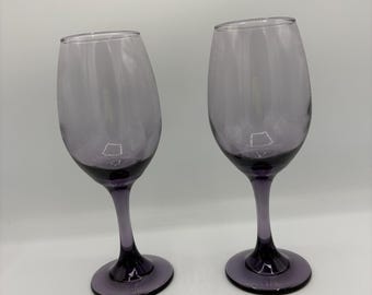 Paarse set van 2 Libbey-wijnglazen