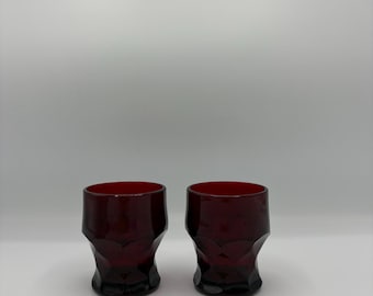 Mini Ruby Red Georgian Honeycomb set of 2 cups
