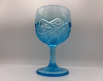Viking Glass Ice Blue Hobstar Large Goblet or Compote