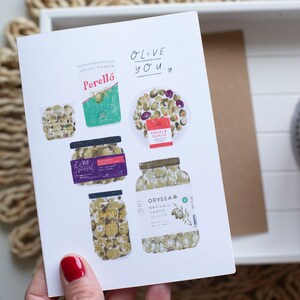 Carte de voeux Olive You, amoureux des olives, carte d'amour, anniversaire, anniversaire, V