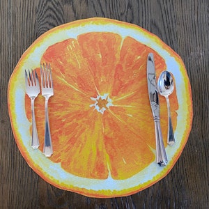 Orange Fruit Placemat Watercolor Poolside Indoor Outdoor Summer Beach Citrus Hostess Gift Tablescape