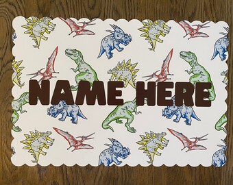 Dinosaur Personalized Placemat, Dino Gift, Dinosaur, Child Placemat, Child Name, Personalized Placemat, Child Gift, Birthday Gift, Kid Gift