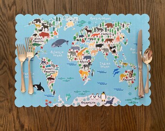 World Map Placemat Practice Learning Continents Countries - Etsy