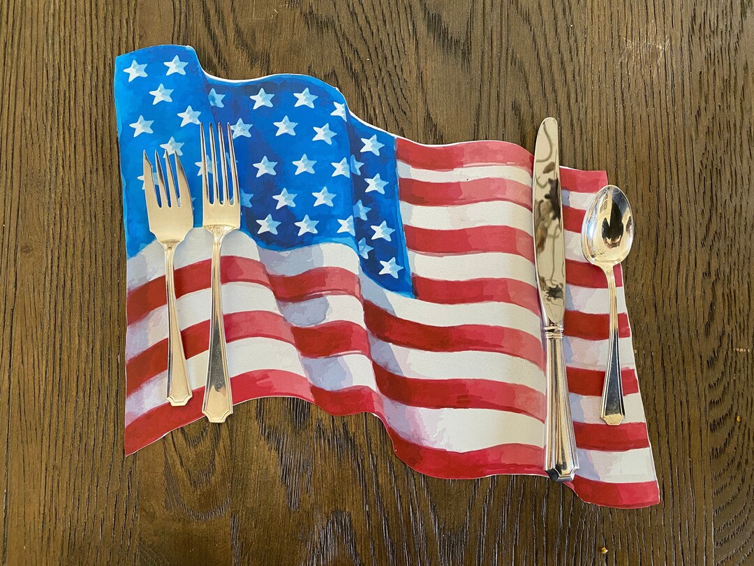American Flag Placemat Wavy Etsy