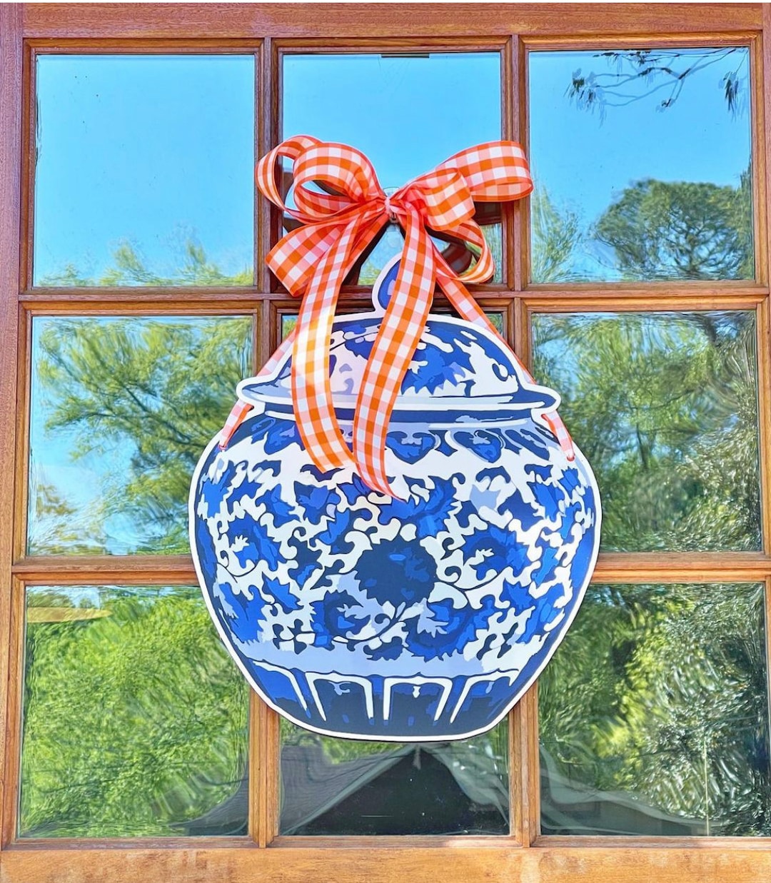 Ginger Jar Door Hanger, Outdoor Decor, Door Wreath, Housewarming Gift