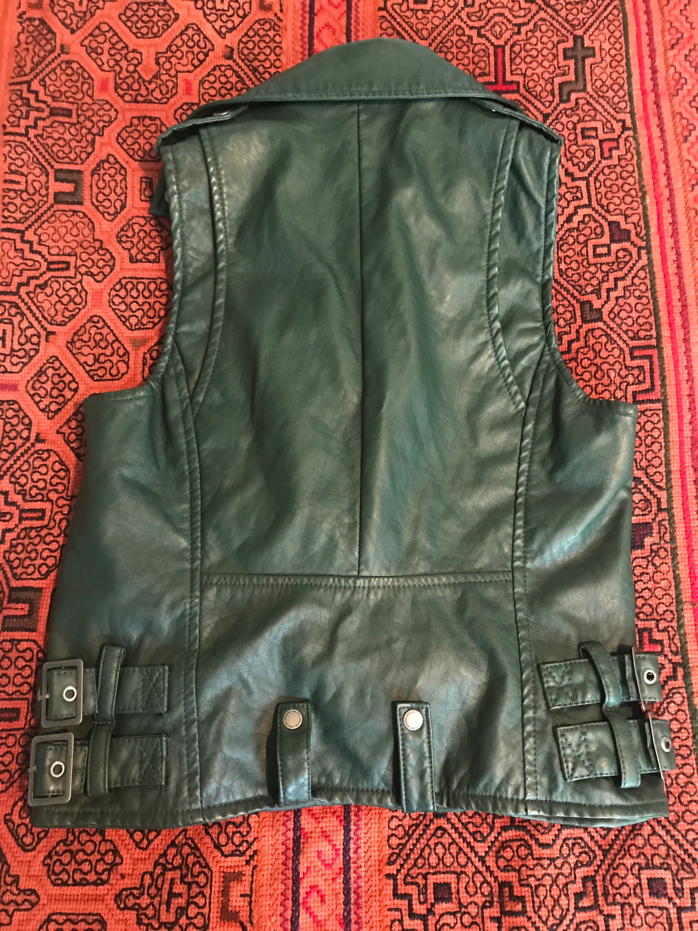 Dark Green Womens Vest Size Small Faux 