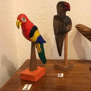 Carved Wooden Bird Statues Vintage