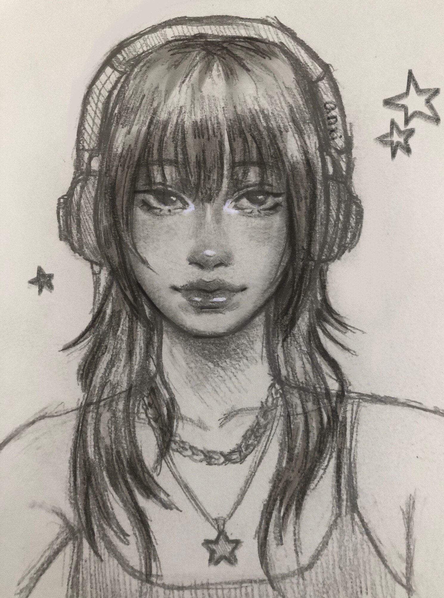 So I had to draw a self portrait in my art class and it was my first time  drawing a self portrait in a while I mainly draw animemanga I finished  and