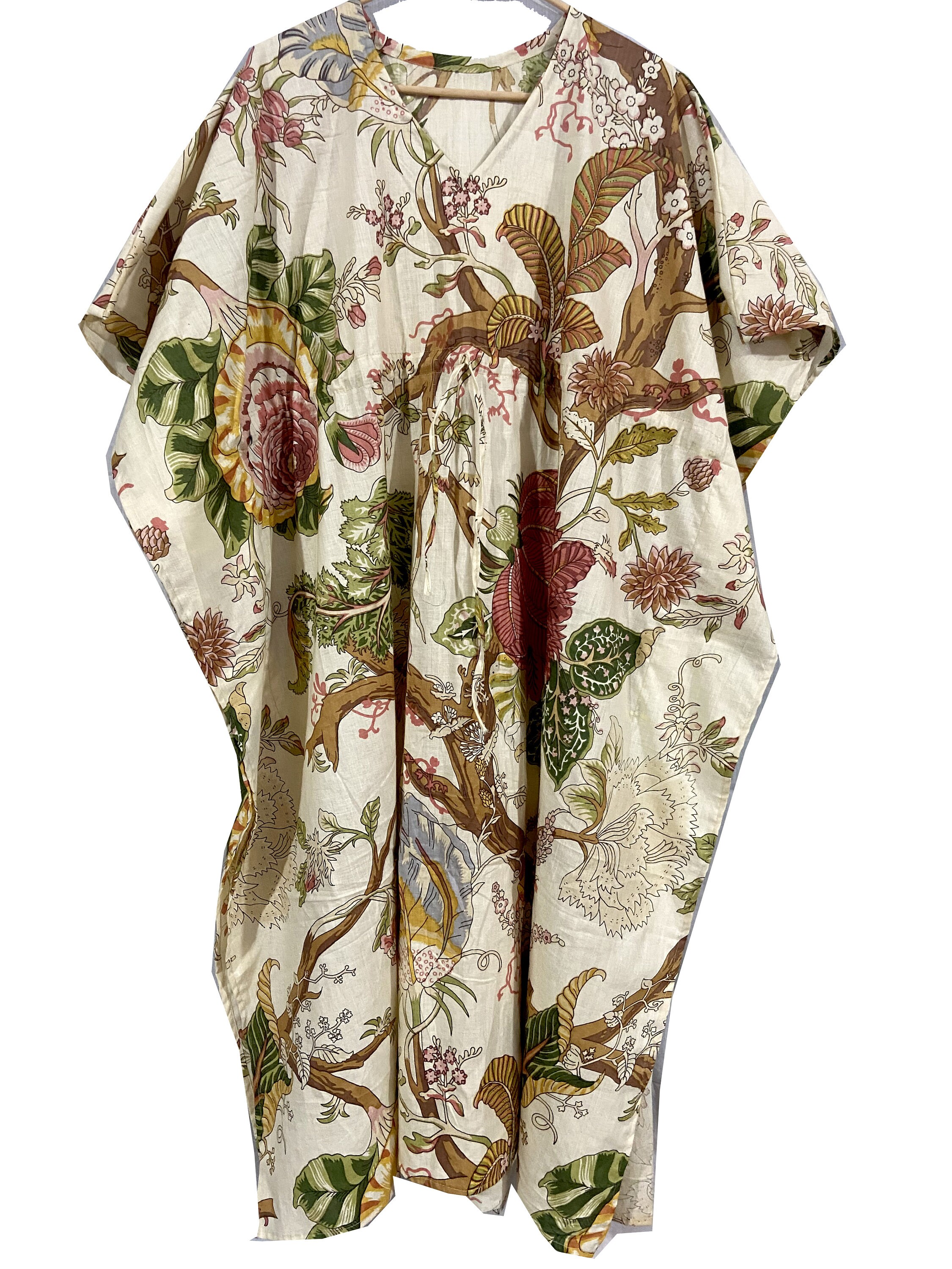 New Floral Print Kaftan 100 Cotton Kaftan Woman Dress Etsy