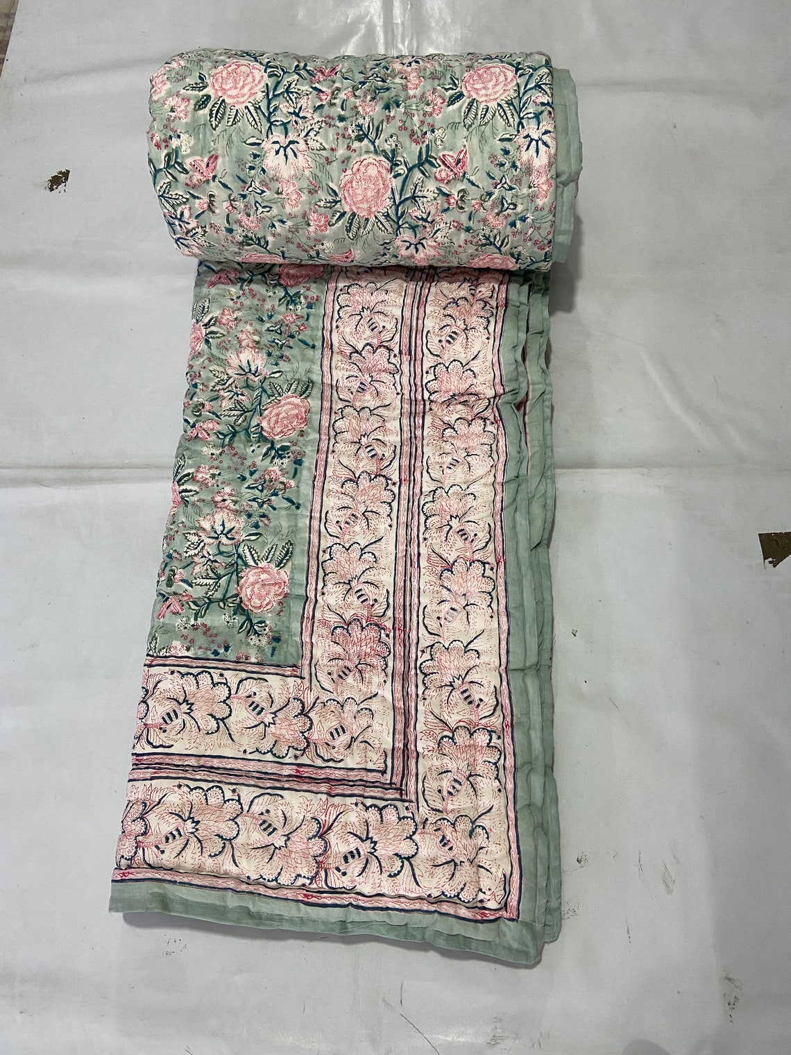 Floral Quilt Handmade Quilt Anokhi Quilt Winter Bedspread Etsy