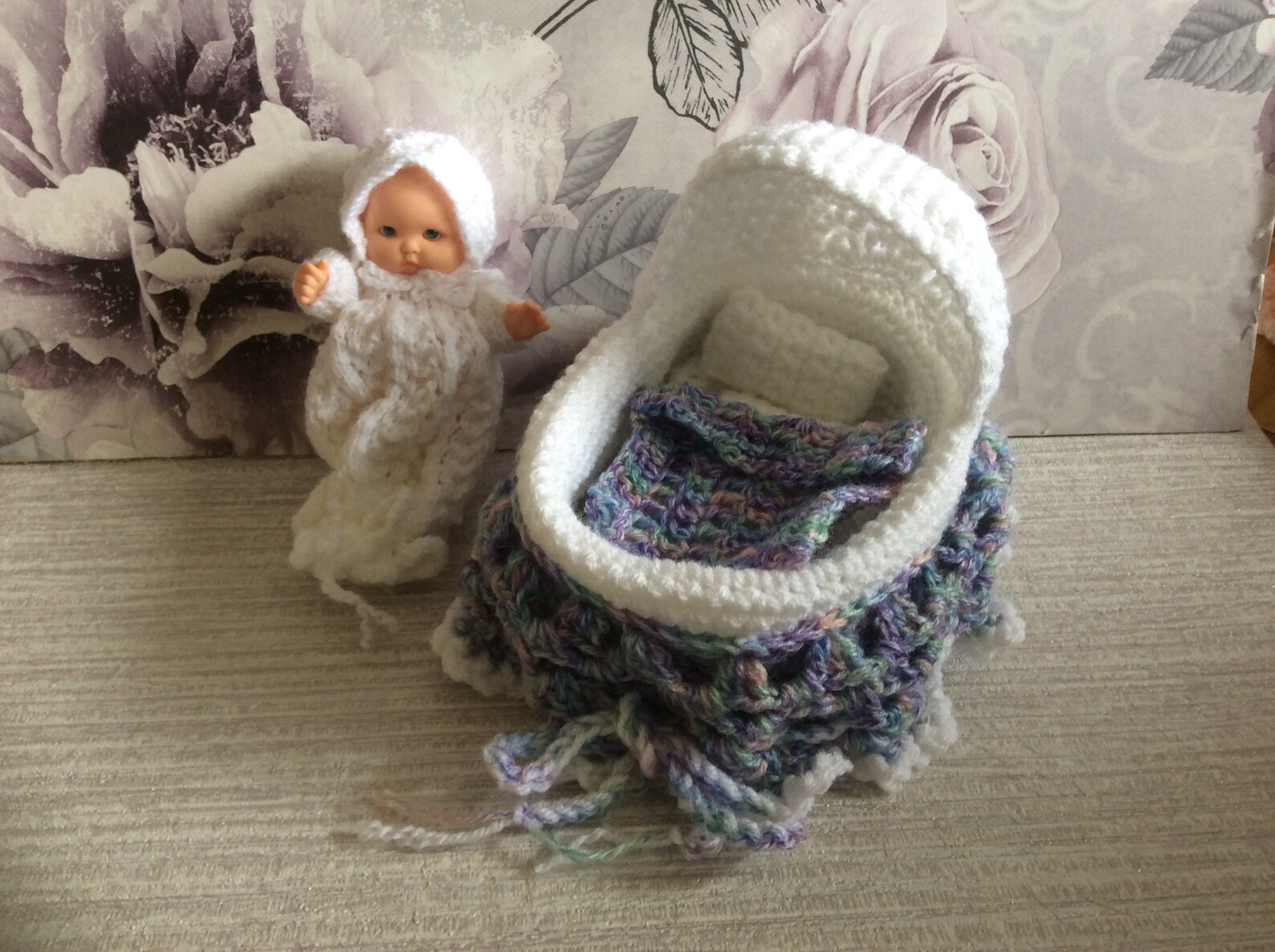 Crochet 5 inch baby doll cradle purse free Doll incl. Etsy