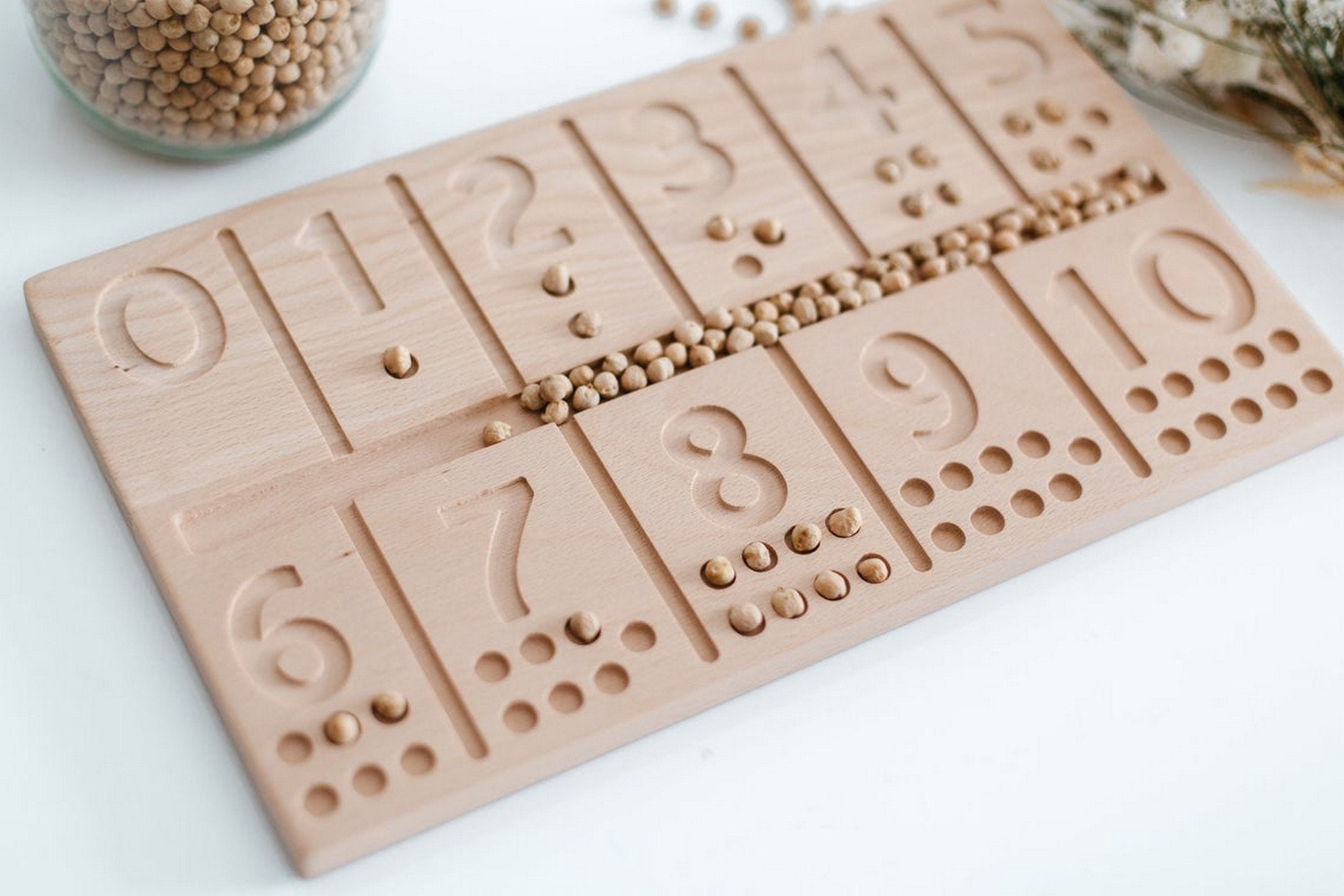 Number Wood Board Montessori Learn Counting Preschool Math Etsy