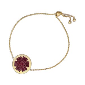 14k Gold Medical ID Bolo Bracelet: Ruby Star of Life, Personalized