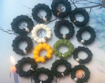 Finger Prayer Rope Wool Ring 10,12,15 Knot Orthodox Pocket Rosary Komboskini Chotki Wood Beads Brojanica Christian Jewelry Handmade Keychain