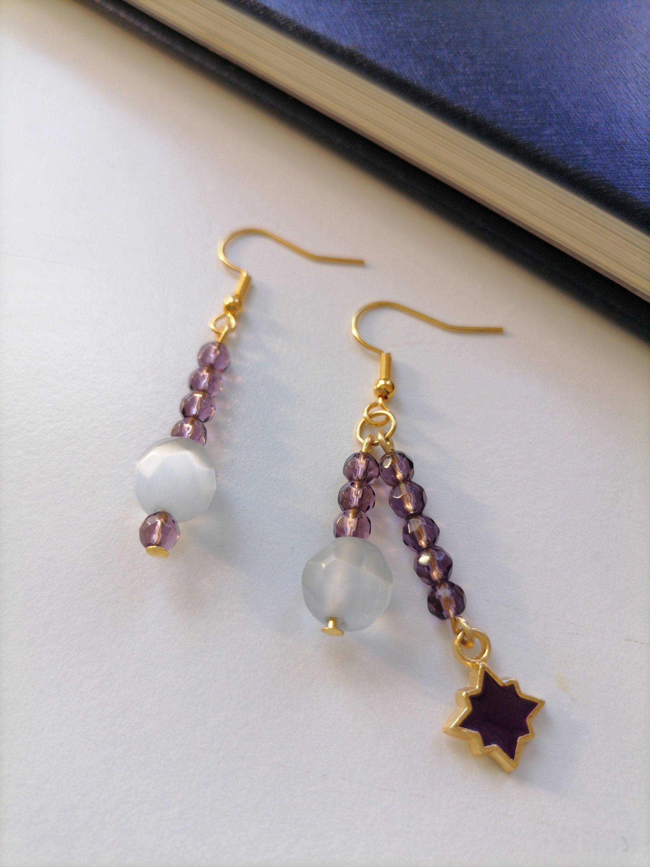 Cat's eye earrings Amethyst earrings Gemstone earrings Etsy