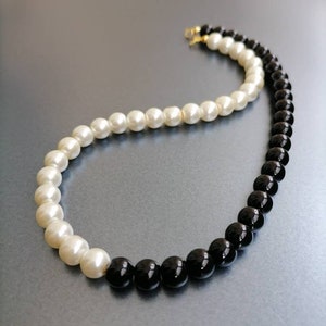 Half Black Pearl Half White Pearl Necklace Black-white Half Pearl ...