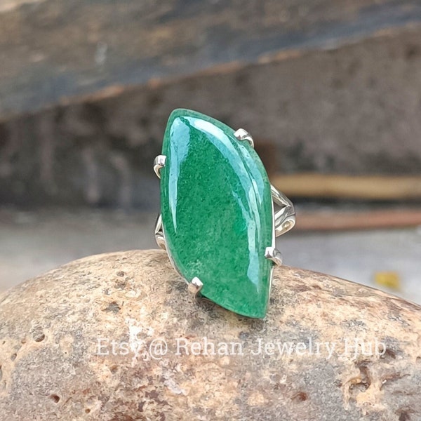 Green Silver Ring - Etsy