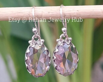 Beautiful Rose Quartz Earrings, 925 Sterling Silver Earrings, Pink Earrings, Tinny Earrings, Rose Quartz Long Drop Earrings, Dainty Earring