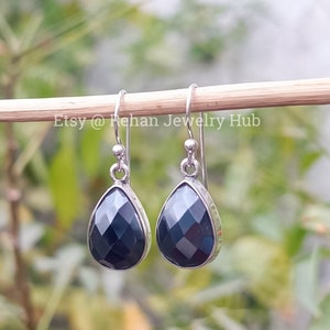 Natural Lovely Hematite Earrings, 925 Sterling Silver Earrings, Black Hematite Earrings, Black Stone Earrings, Hematite Jewelry, Gift Item