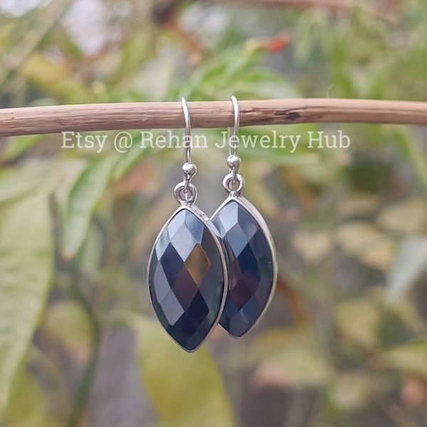 Natural Lovely Hematite Earrings, 925 Sterling Silver Earrings, Black Hematite Earrings, Black Stone Earrings, Hematite Jewelry, Gift Item