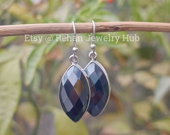 Natural Lovely Hematite Earrings, 925 Sterling Silver Earrings, Black Hematite Earrings, Black Stone Earrings, Hematite Jewelry, Gift Item