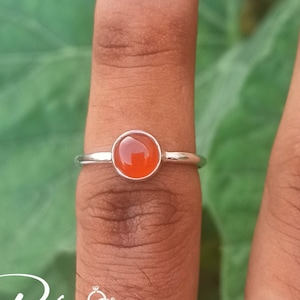 Natural Carnelian Gemstone 925 Sterling Silver Ring, Red Carnelian Round Fashionable Handmade Ring, Beautiful Ring For Beautiful Buyer