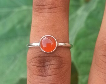 Natural Carnelian Gemstone 925 Sterling Silver Ring, Red Carnelian Round Fashionable Handmade Ring, Beautiful Ring For Beautiful Buyer