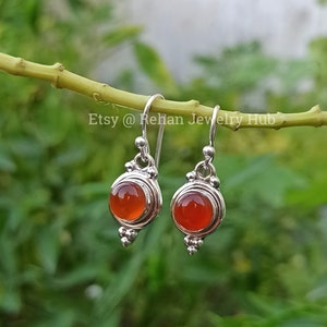 Elegant Carnelian Drop Earrings, Carnelian Earrings, 925 Sterling Silver Earrings, Birthday Gift for Her, Valentines Gift, Mood Earrings