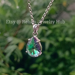 Natural Mystic Topaz Dainty Pendant, 925 Sterling Silver Pendant, November Birthstone, Turkish Dedicated Pendant, Mystic Topaz Jewelry, Gift