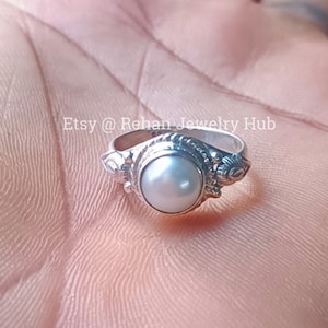Natural Pearl Ring, 925 Sterling Silver Ring, June Birthstone Ring, Handmade Boho Ring, Peaceful Dainty Pearl Ring, Pearl Jewelry, Gift Item