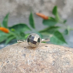 Natural Golden Pyrite Rough 925 Sterling Silver Ring, Round Shape Unisex Fashionable Handmade Ring, Beautiful Ring For Beautiful Buyer