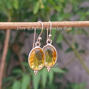 Yellow Topaz Stone 925 Sterling Silver Earring, Yellow Gemstone Earrings, Yellow Topaz Drop Earrings, Dedicated Earring, Gift Item
