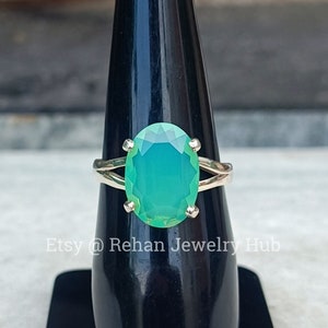Chrysoprase Chalcedony Stone 925 Sterling Silver Rings, Chrysoprase Chalcedony Handmade Rings, Chrysoprase Dainty Ring, Chrysoprase Jewelry