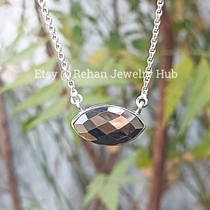 Natural Golden Pyrite Necklace, 925 Sterling Silver Necklace, Marquise Shape Unisex Necklace, Golden Pyrite Pendant, Golden Pyrite Jewelry