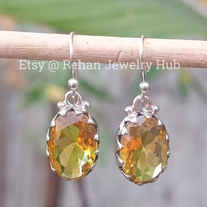Yellow Topaz Stone 925 Sterling Silver Earring, Yellow Gemstone Earrings, Yellow Topaz Drop Earrings, Dedicated Earring, Gift Item