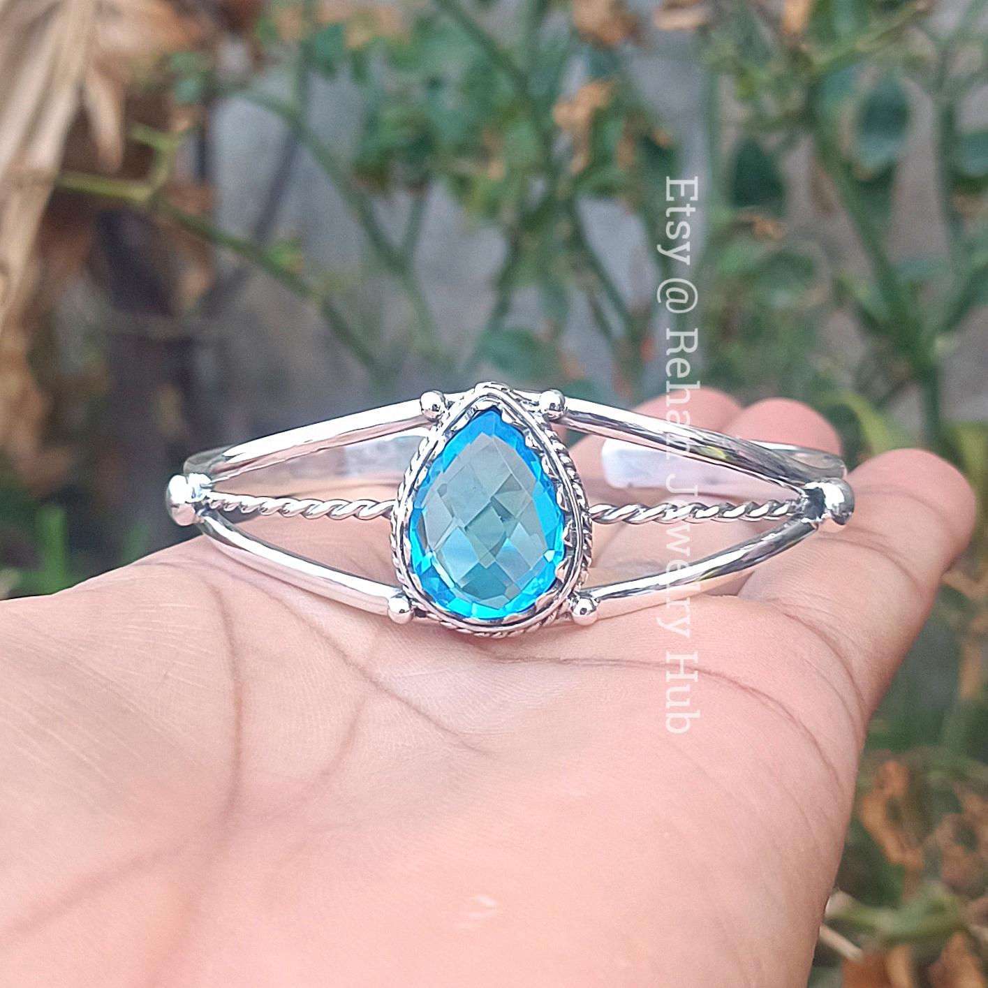 ブルートパーズ　バングル ブルートパーズ シルバーバングル ブレスレット | Le Papillon Jewelry