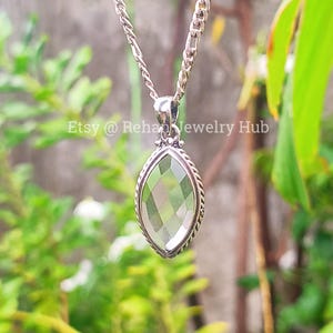 Natural Clear Crystal Pendant, 925 Starling Silver Pendant, Faceted Crystal Pendant, Crystal Unisex Pendant, Crystal Quartz Pendant, Gift