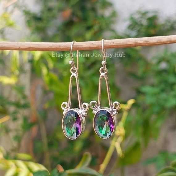 天然 ミスティック トパーズ ネックレス ピアス セット レディース 天然石 お守り フープ 多彩な色合いの魔法の宝石幻想的で美しいミスティックトパーズ