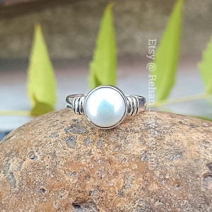 Natural Pearl Ring, 925 Sterling Silver Ring, June Birthstone Ring, Handmade Boho Ring, Peaceful Dainty Pearl Ring, Pearl Jewelry, Gift Item