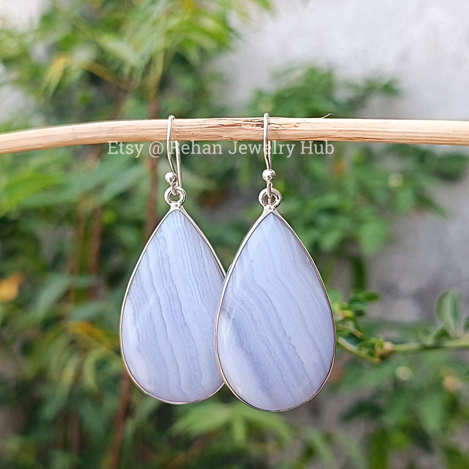 Teardrop Blue Lace Agate Earrings Teardrop Blue Lace Agate Earrings